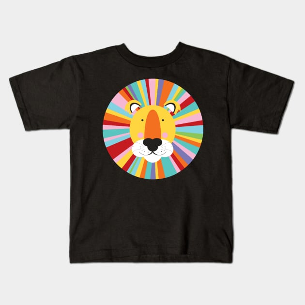 Rainbow lion Kids T-Shirt by creativemonsoon